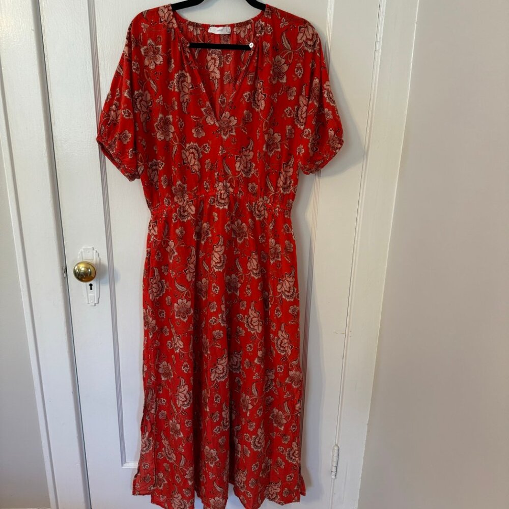 Mango Red Floral Dress